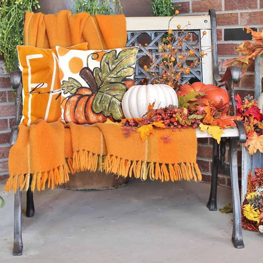 Craft of Weaving Fall Pumpkin Leaves Thanksgiving Pillow Covers