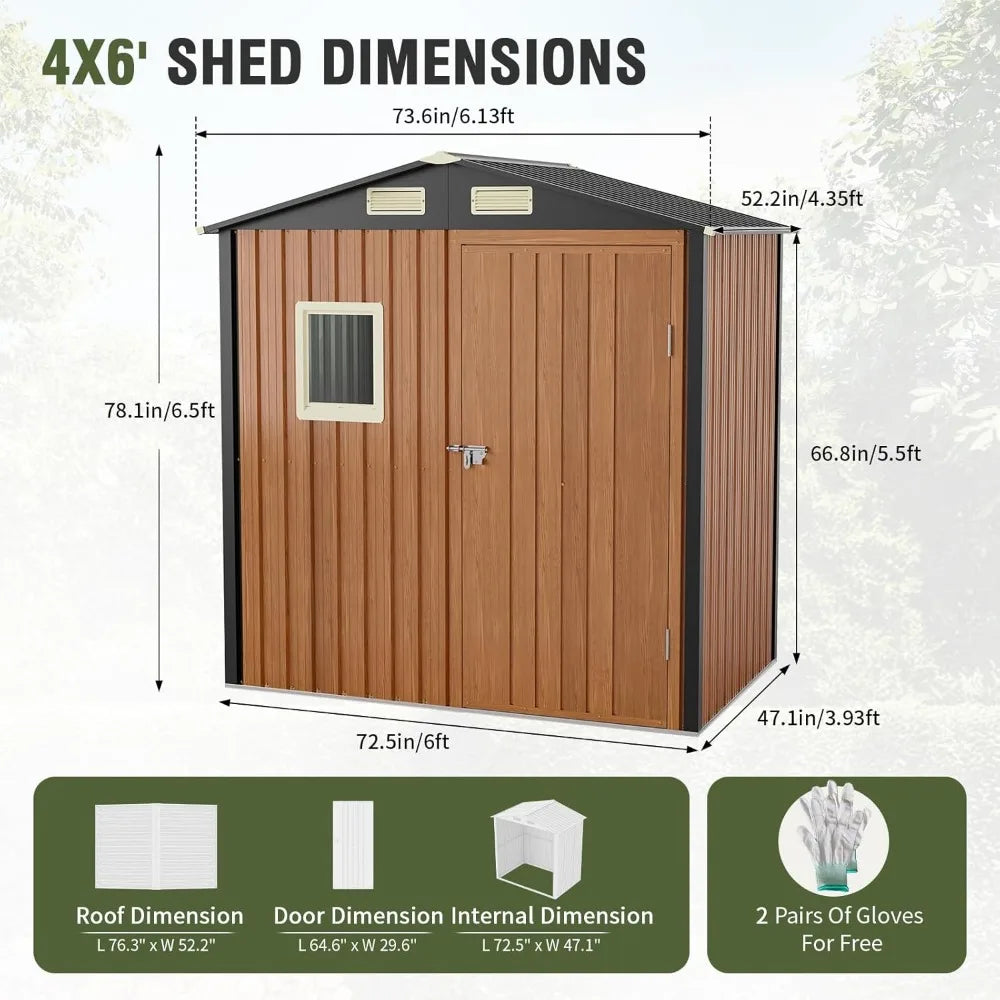 Outdoor Metal Garden Shed With Window Lockable Door