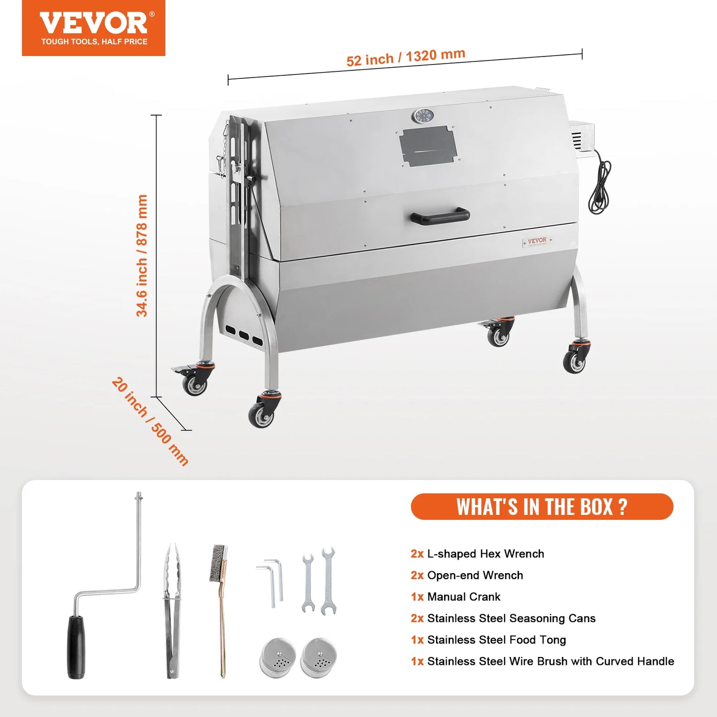 SucceBuy Electric Rotisserie Grill for Whole Pig Lamb Goat BBQ