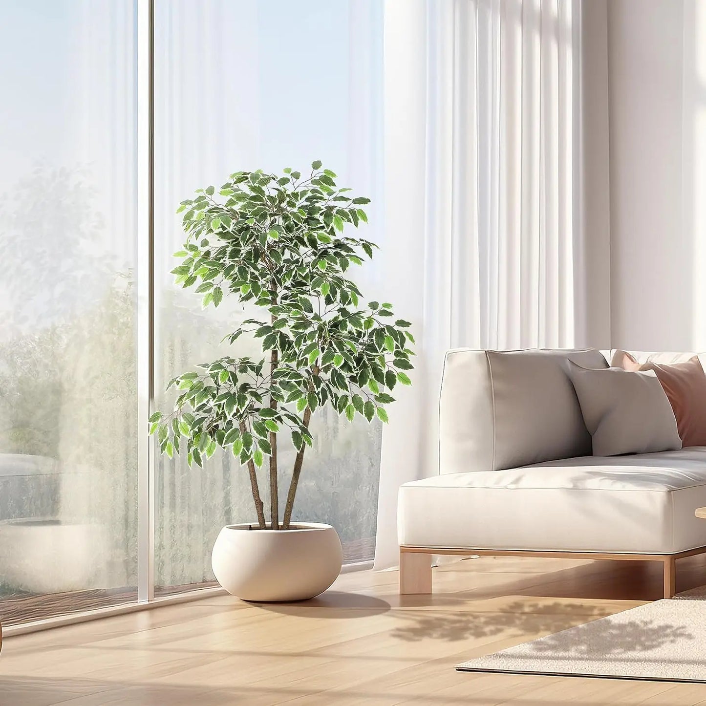 HiMISSCN Artificial Ficus Tree Tall Faux Indoor Plant