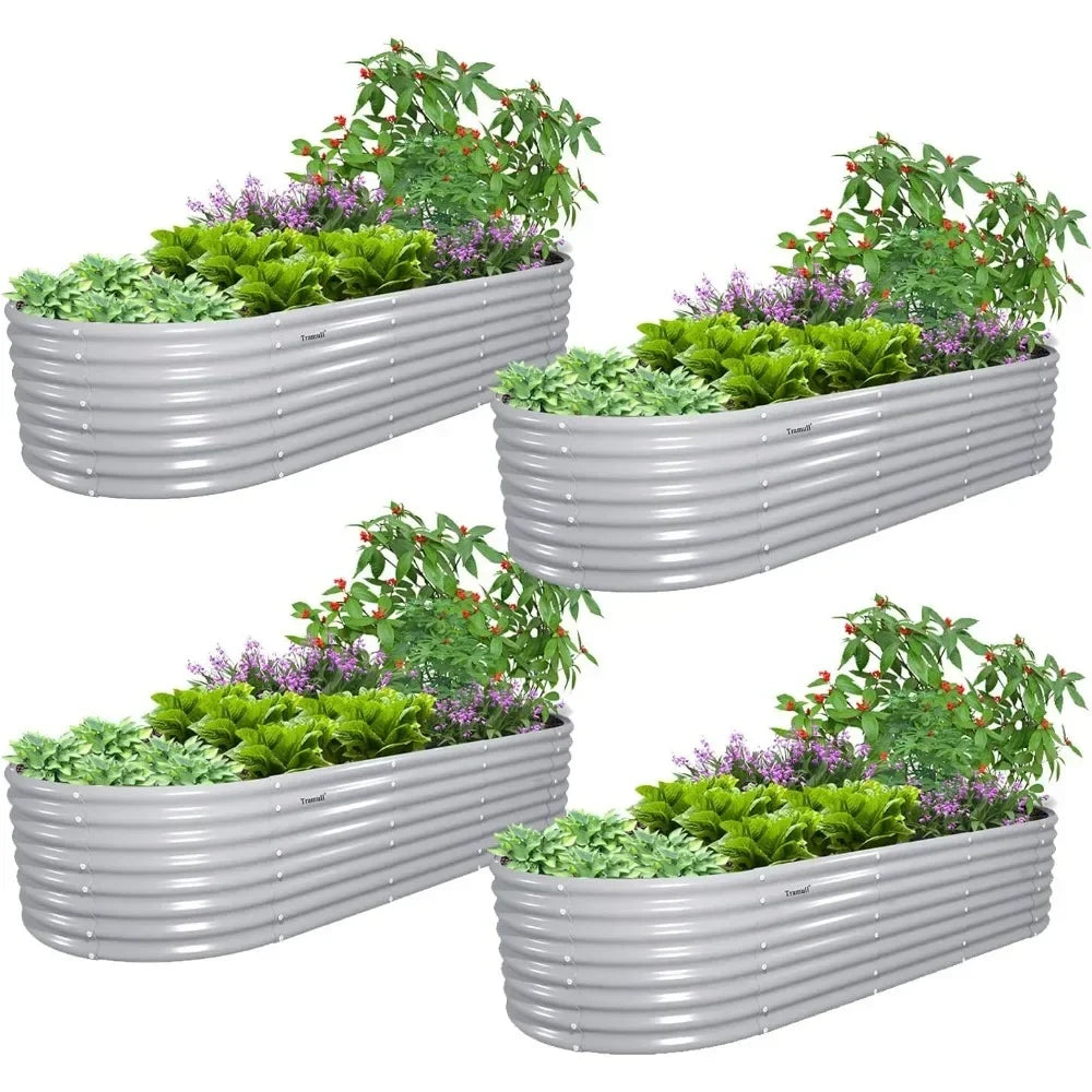 Galvanized Raised Garden Bed Kit Oval Metal Planter Box