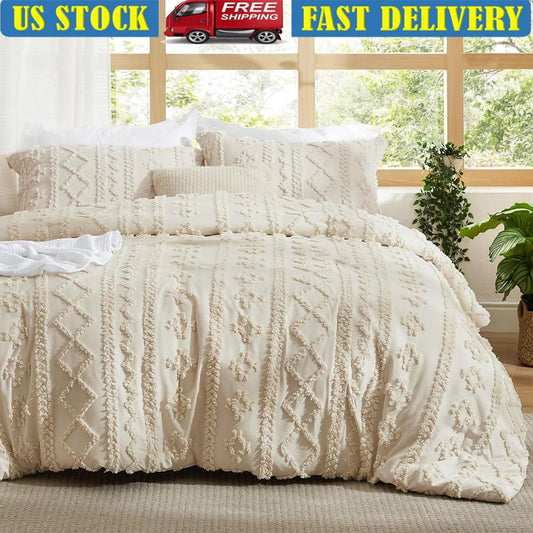 DUTRIEUXCN Tufted Embroidered Comforter Set 3 Piece Bedding