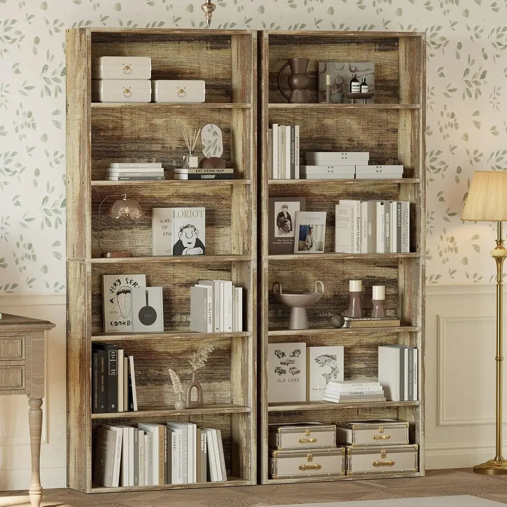 IRONCK 6-Tier Floor Standing Bookshelves Set of 2 for Office