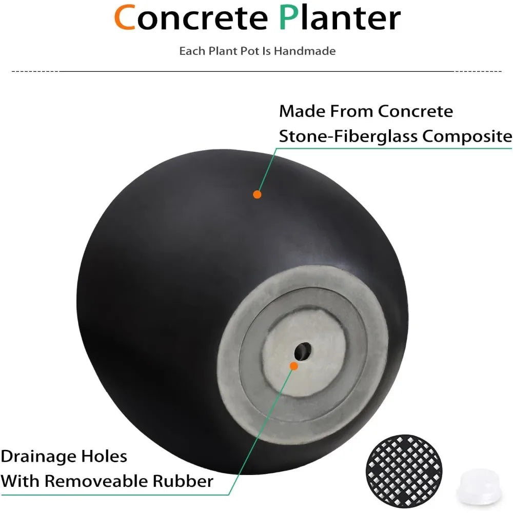 Concrete Ball Planter Outdoor Indoor Cement Plant Pot