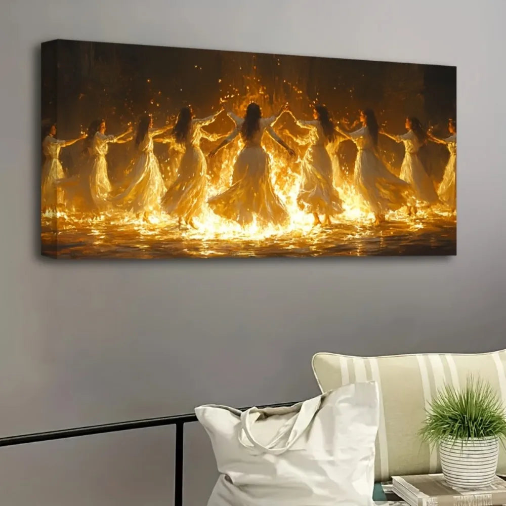 Hign Concerned Gothic Fire Dance Canvas Art Fairies Witches