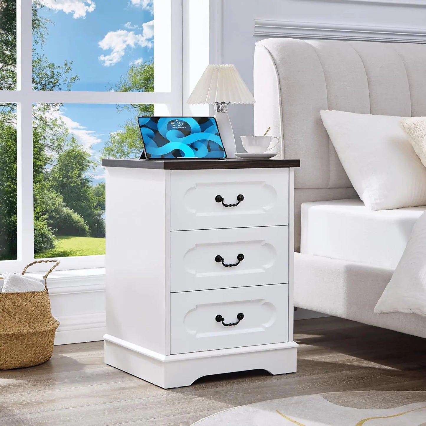 Dresser for Bedroom Farmhouse Cherry Wood Chest of Drawers for Bedroom Dresser, Rustic Wide Drawers Dressers