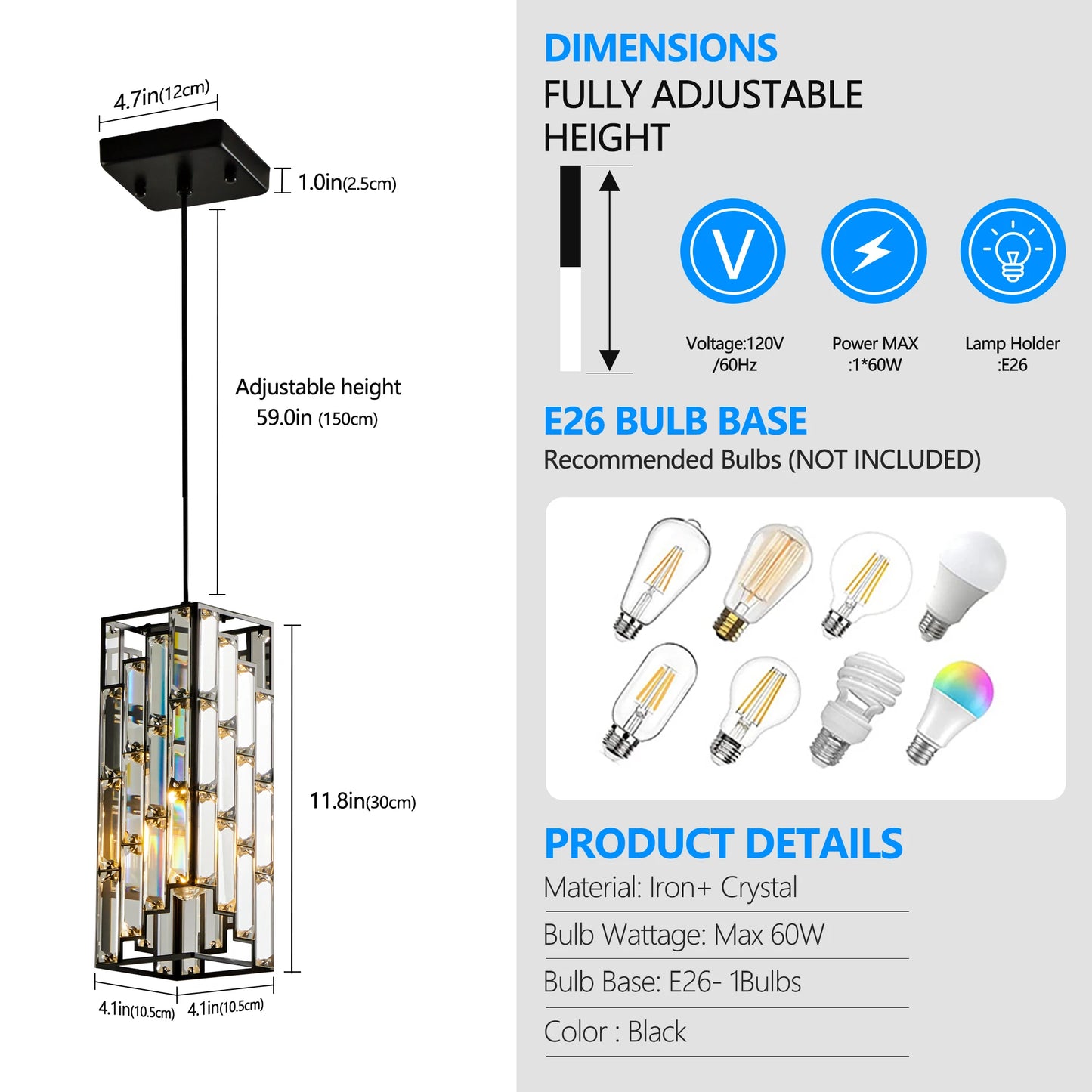 ARLGSITEC Modern Crystal Pendant Light Three Pack Set