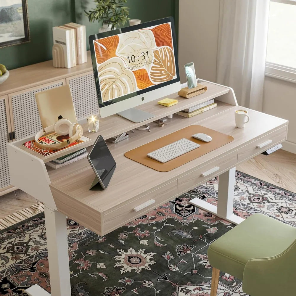 Fezibo Electric Standing Desk With Drawers Adjustable