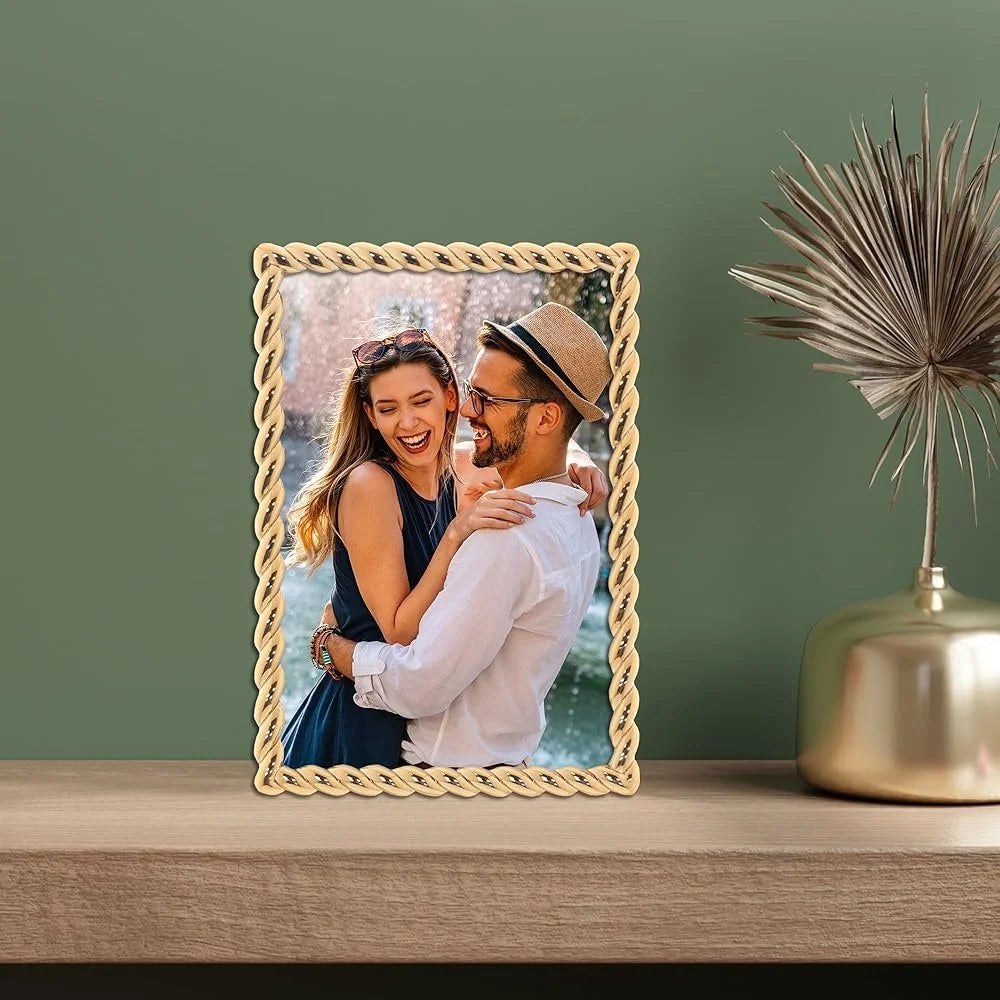 Dutrieux Rope Picture Frame Metal Glass Tabletop Wall Mount