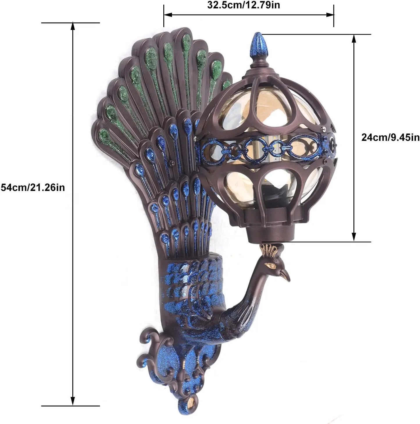 Peacock Wall Light LED Sconce Antique Waterproof IP65