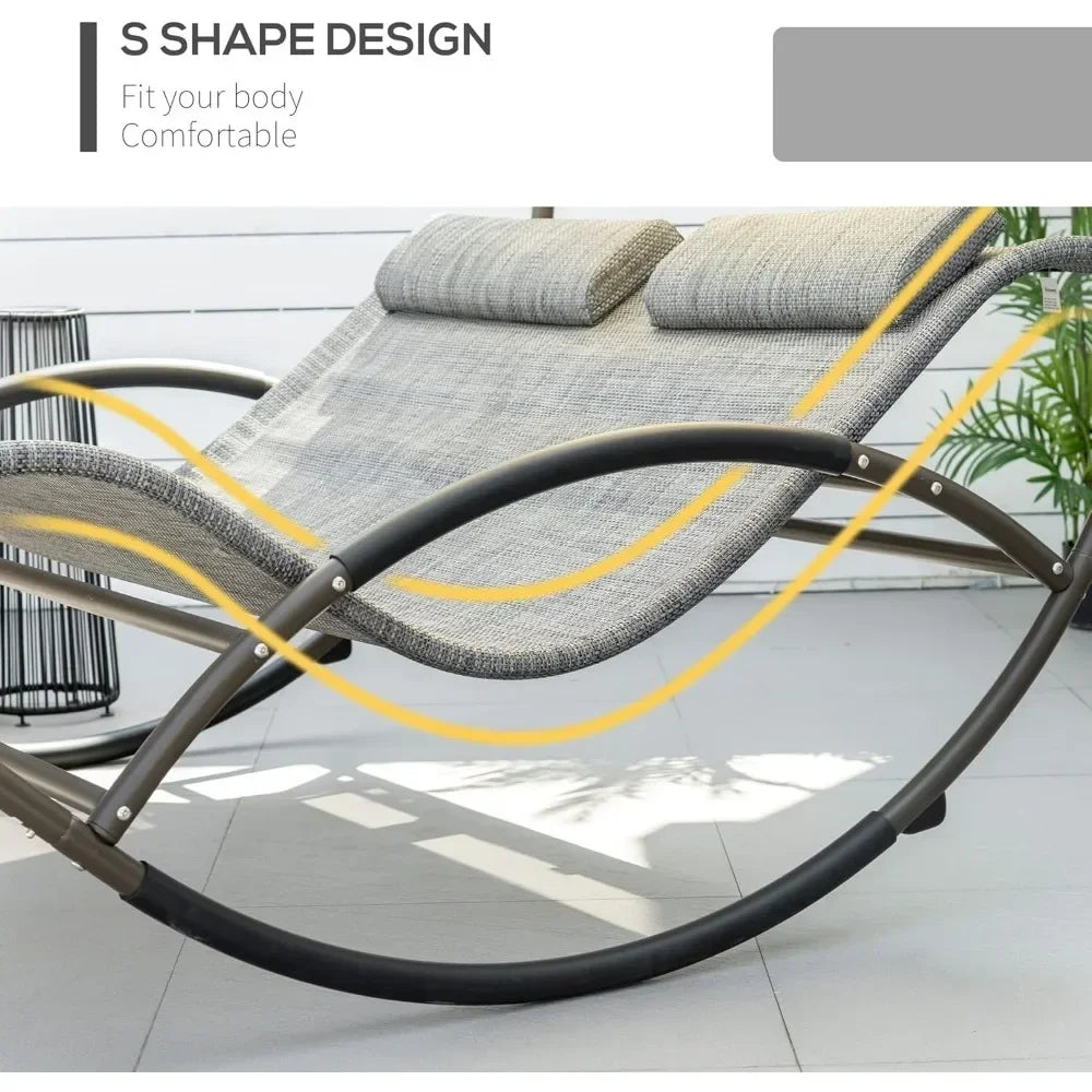 HUANZHUANG Outdoor Double Chaise Rocking Chair Day Bed