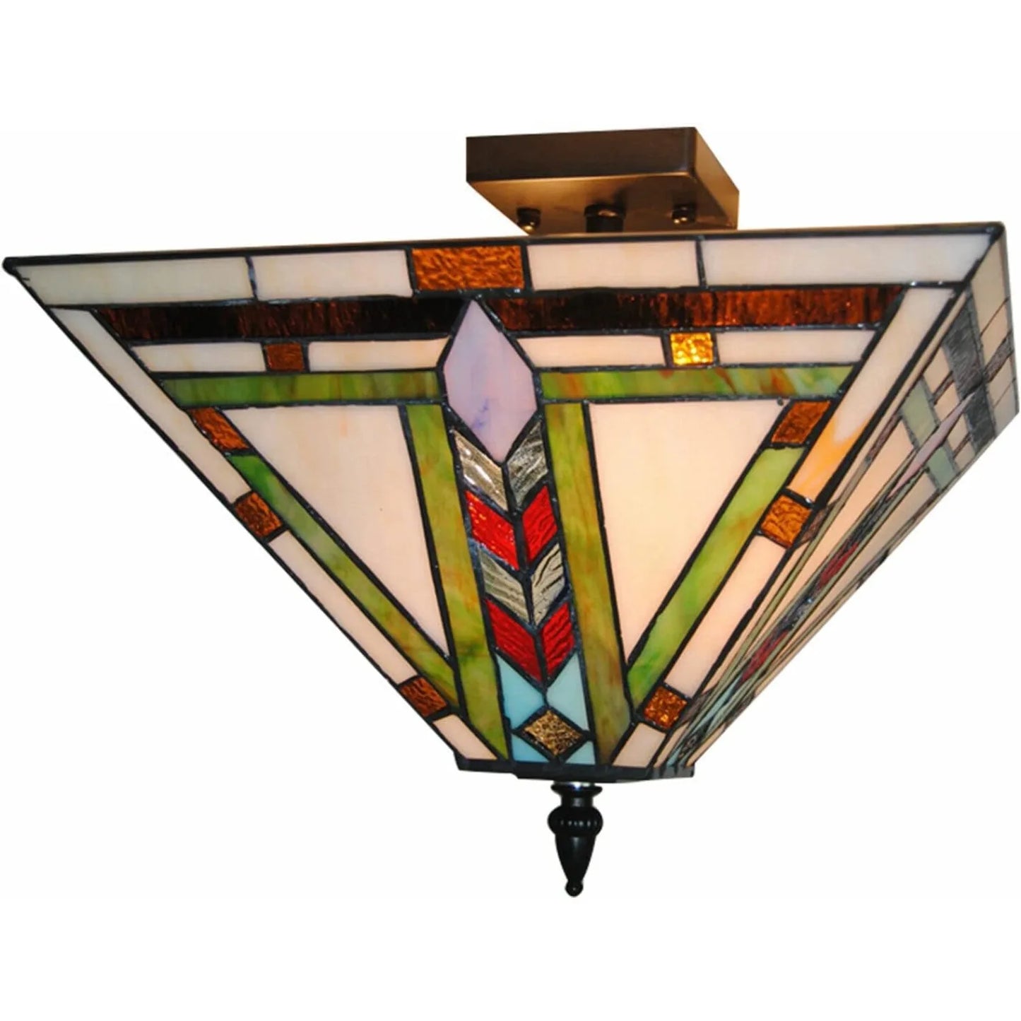 Tiffany Mission Style Semi Flush Ceiling Light Two Light