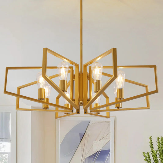 Geometric Eight Light Chandelier With Adjustable Height