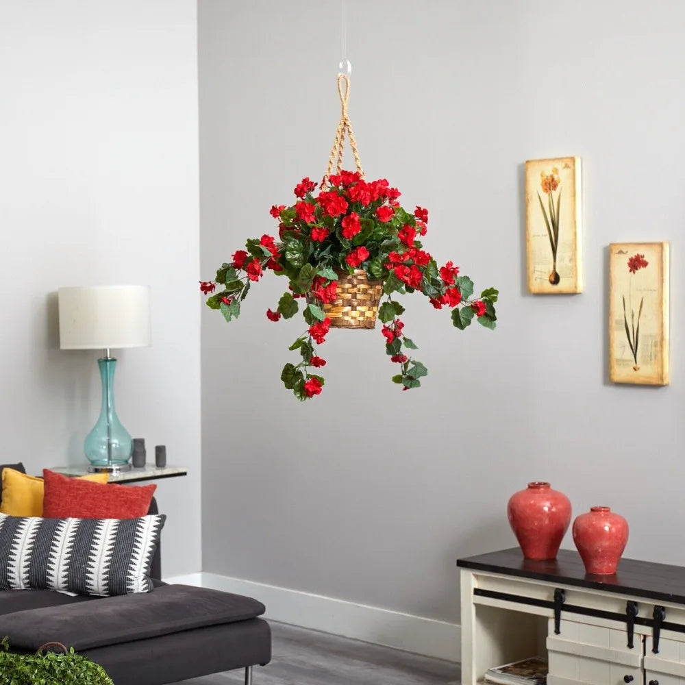 Guangdong Geranium Artificial Plant In Hanging Basket