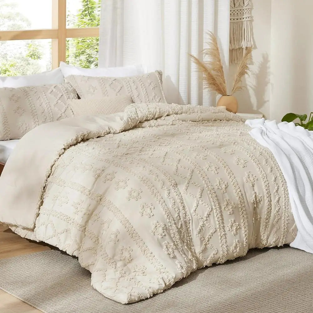 DUTRIEUXCN Tufted Embroidered Comforter Set 3 Piece Bedding