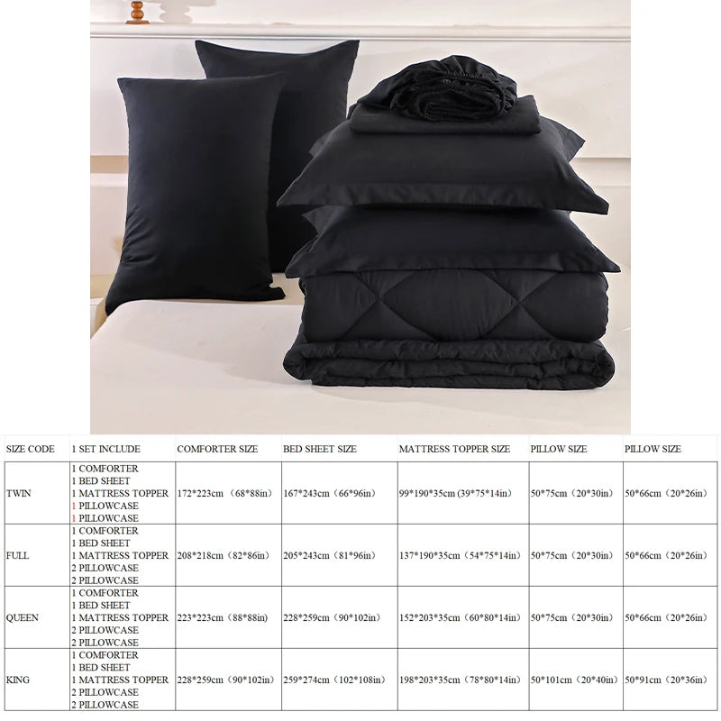 easYumCN 7 Piece Bedding Set Comforter Sheet Pillowcases