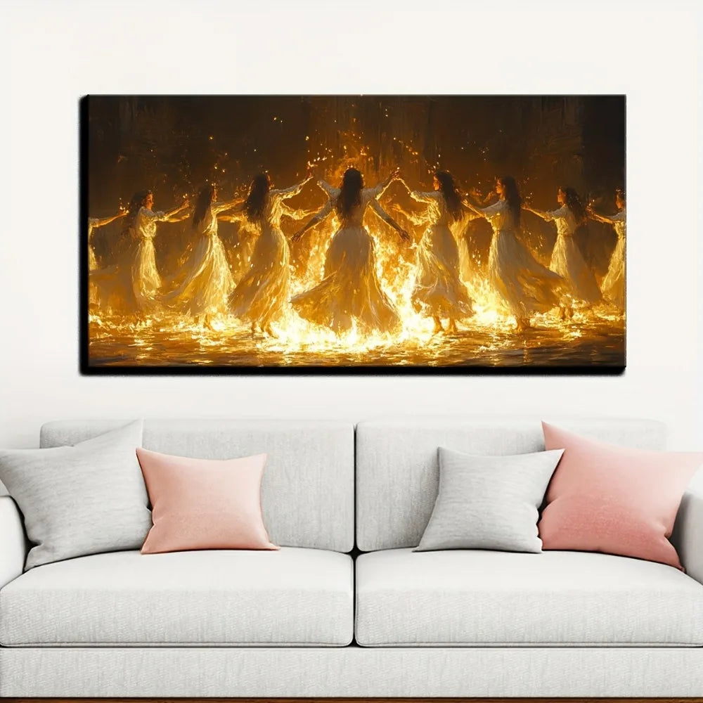 Hign Concerned Gothic Fire Dance Canvas Art Fairies Witches