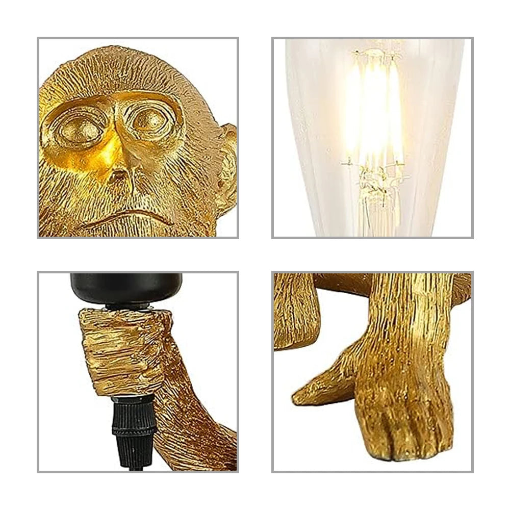 Retro Monkey Wall Light Resin Novelty Wall Lamp Decor