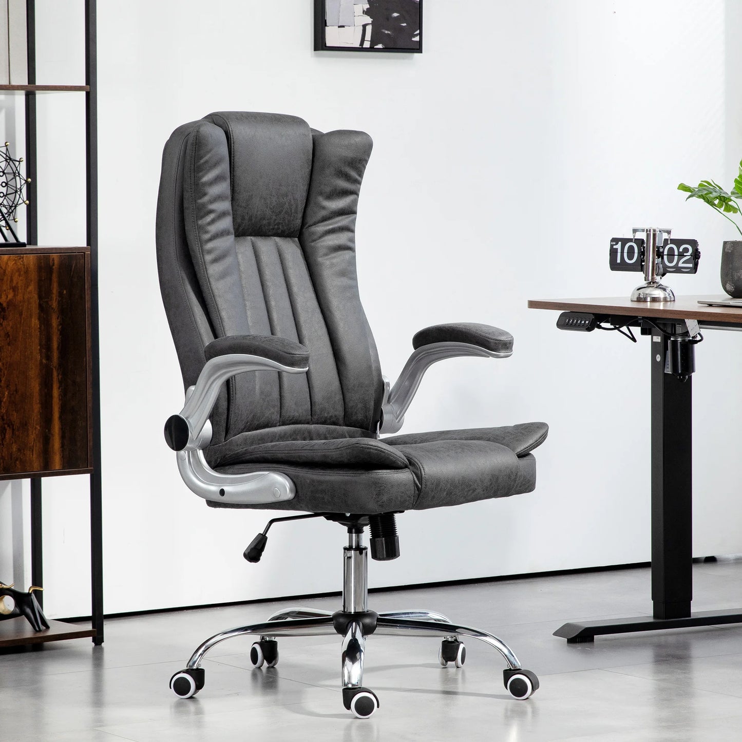 HOMCOM High Back Office Chair With Flip Up Arms Tilt