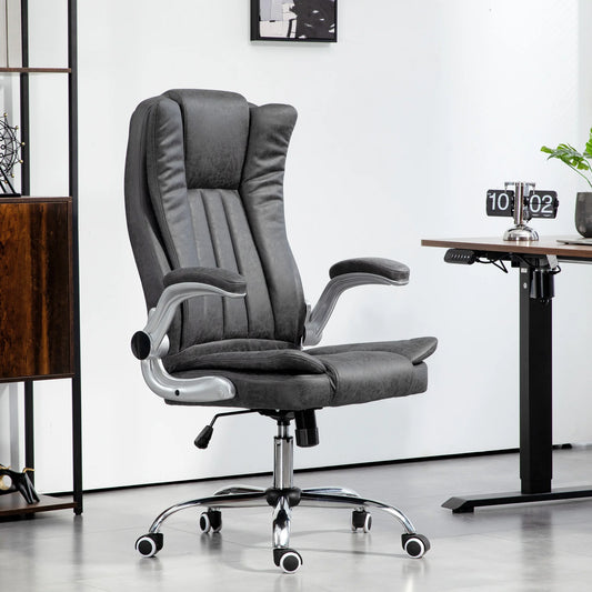 HOMCOM High Back Office Chair With Flip Up Arms Tilt