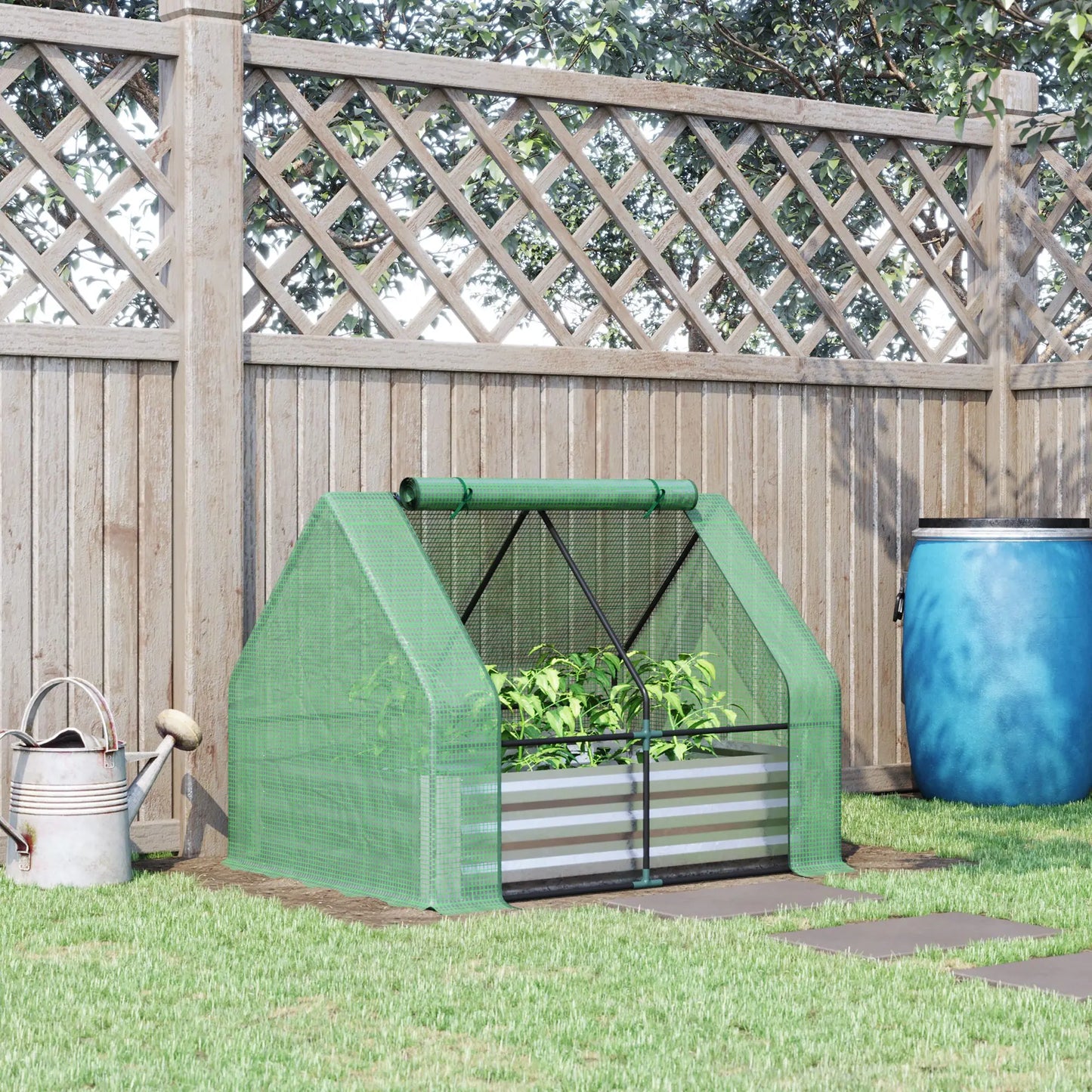 Outsunny Steel Raised Garden Planter Kit With Greenhouse