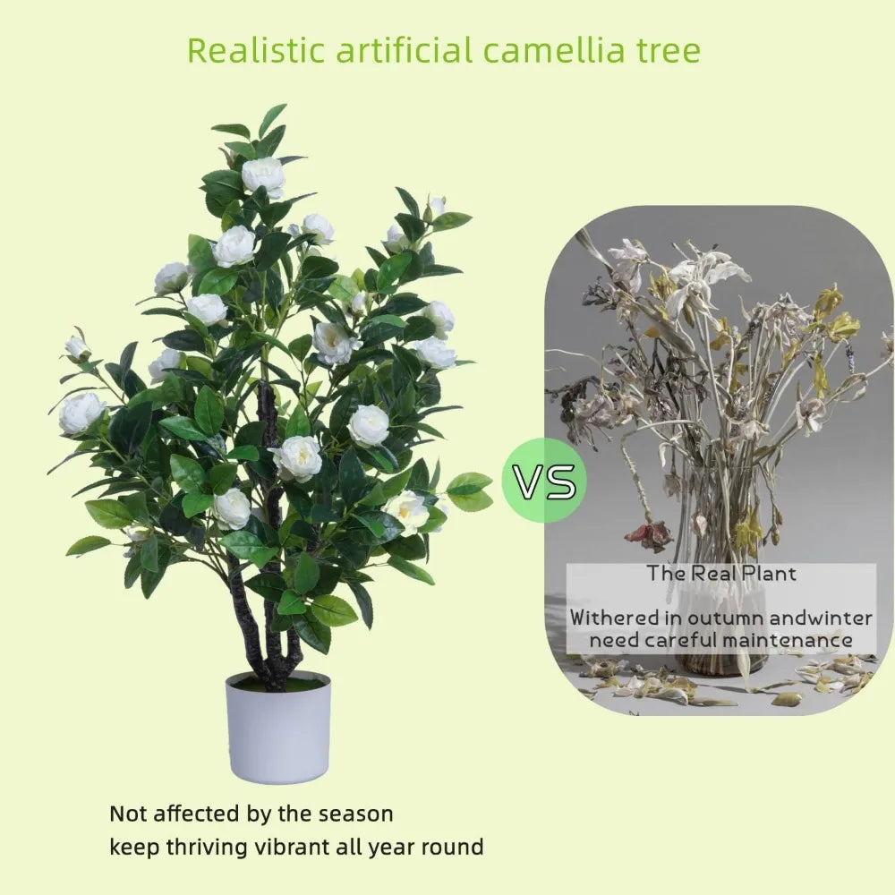 Color Camellia Artificial Tree Faux Floral Indoor Outdoor