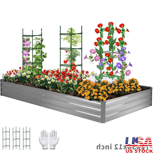XMSJ Galvanized Steel Raised Garden Bed Rustproof Planter