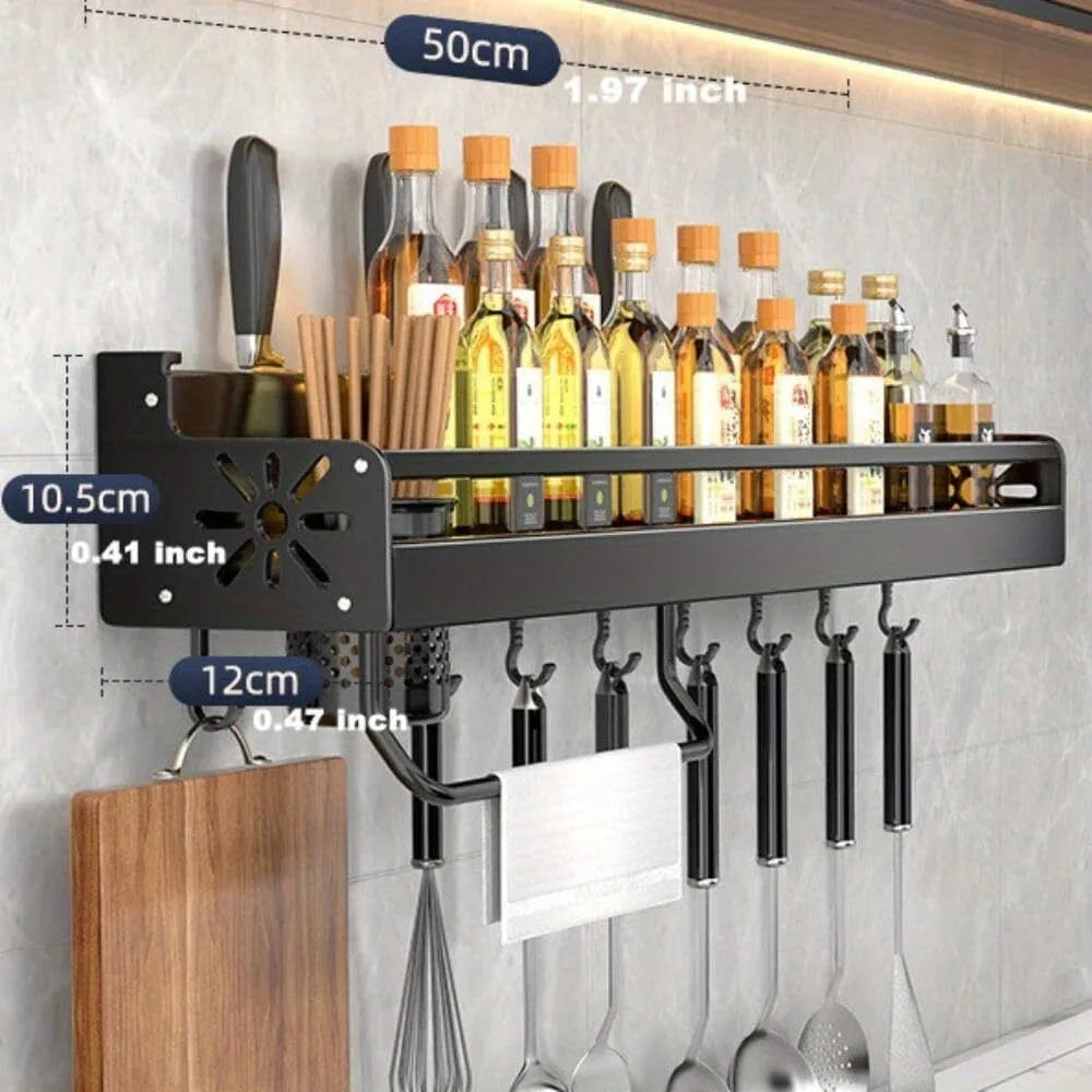Wall Mounted Kitchen Organizer Spice Rack And Knife Holder