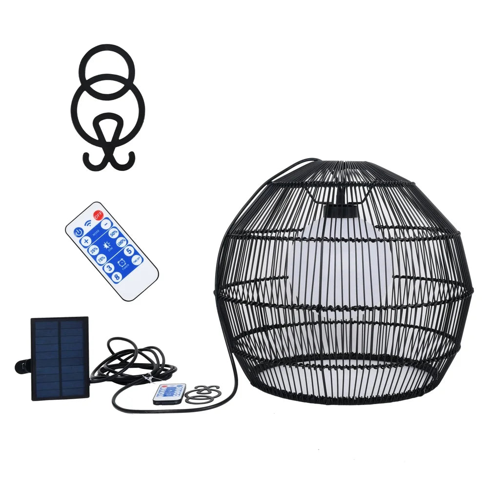 DUTRIEUX Outdoor Solar Pendant Light Woven Metal Frame