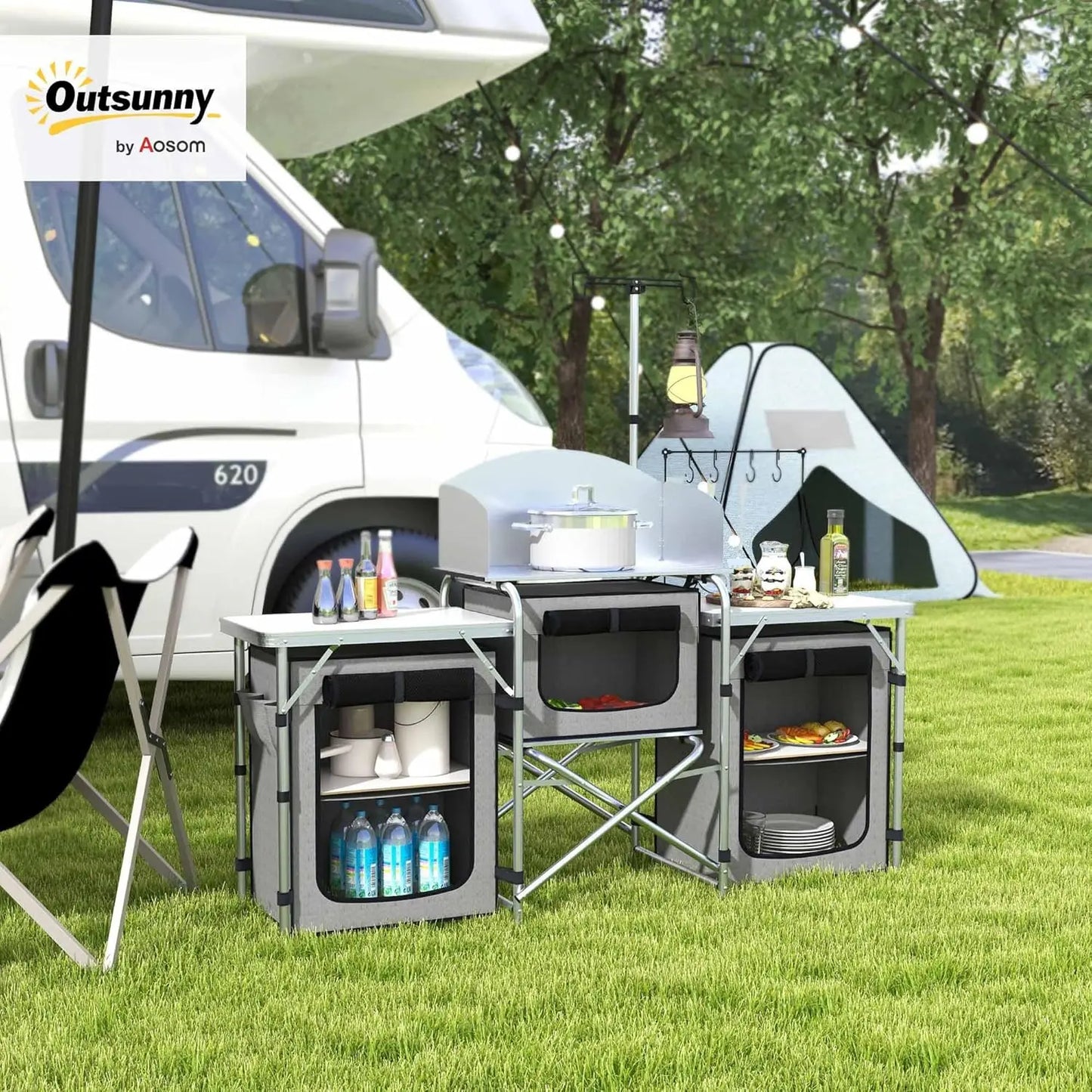 XMSJ Camping Kitchen Table Folding Aluminum Cook Station