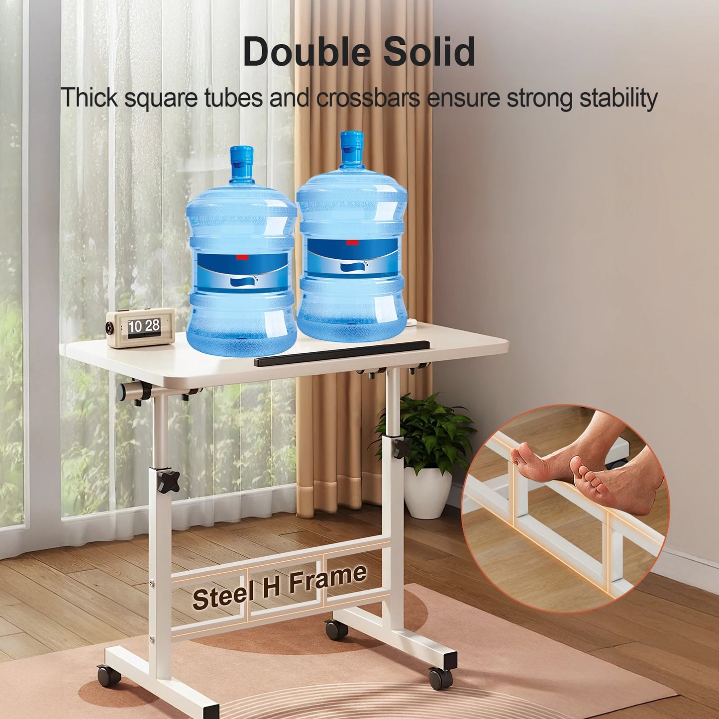 Standing Desk Adjustable Height 23.6" - 35" and Angle 0° - 90°, Space-Saving, Ergonomic Mobile Computer Desk with Universal Whee