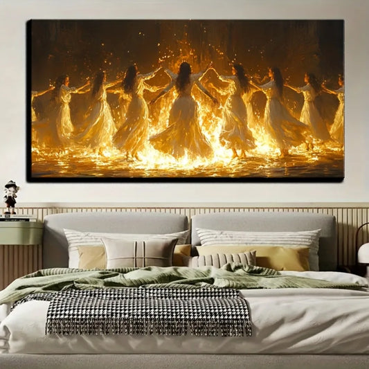 Hign Concerned Gothic Fire Dance Canvas Art Fairies Witches