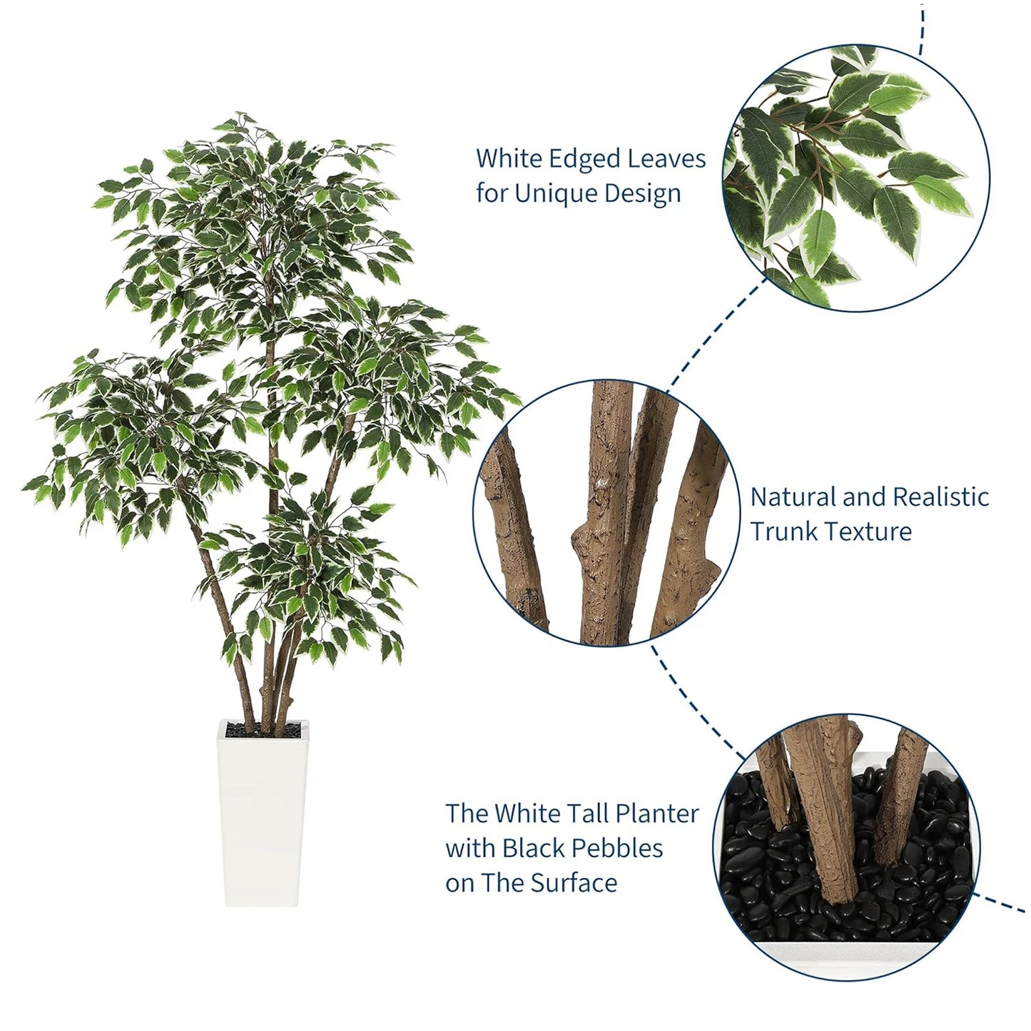 HiMISSCN Artificial Ficus Tree Tall Faux Indoor Plant