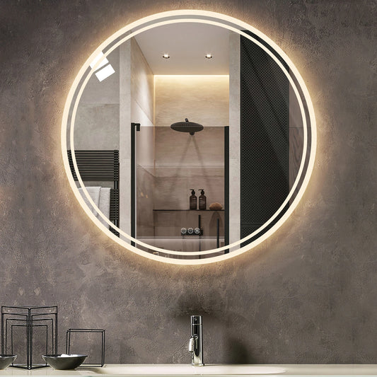 Wisfor Round LED Bathroom Mirror Backlit Anti Fog IP65