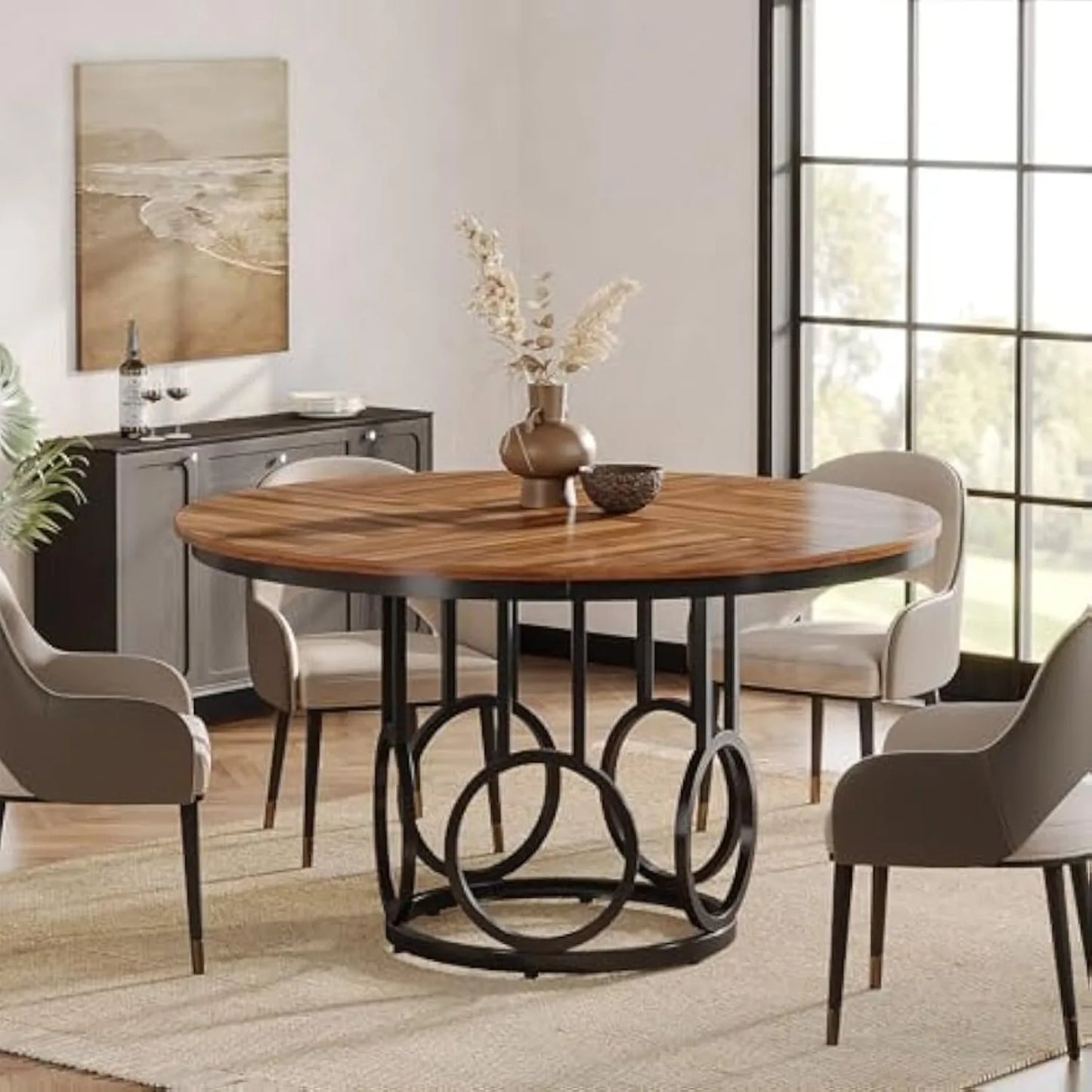 Little Tree Round Dining Table Wood Top With Metal Base