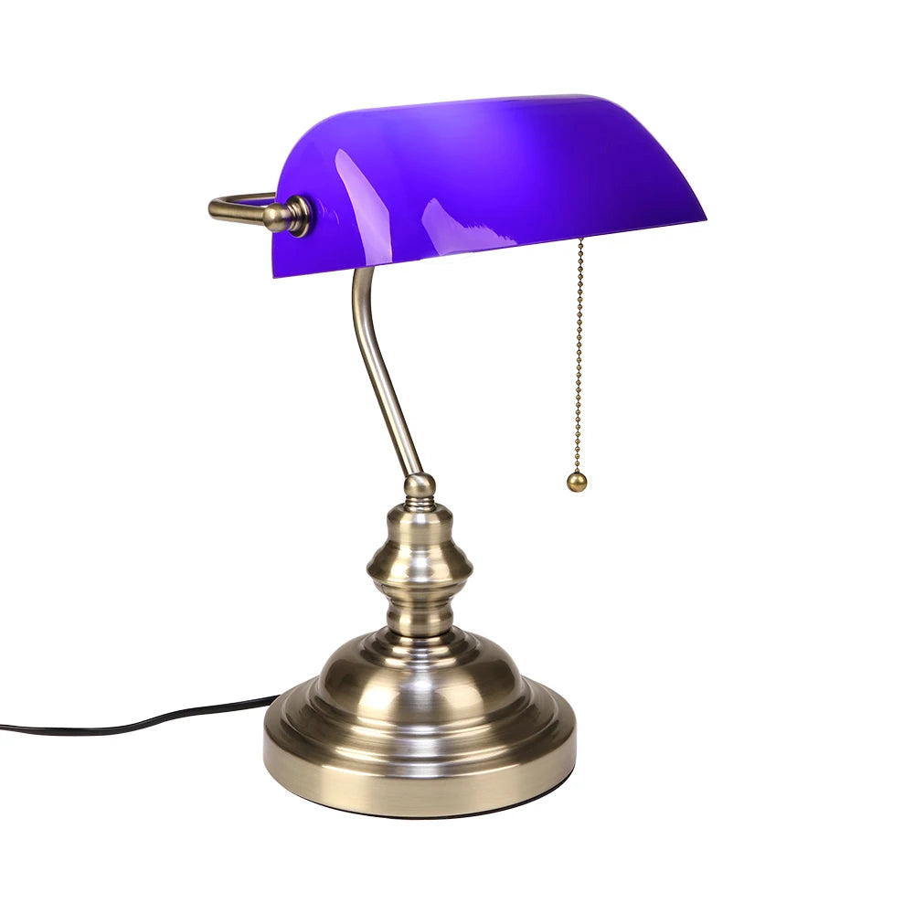 Warm Welcome Decor Vintage Glass Banker's Lamp Desk Light