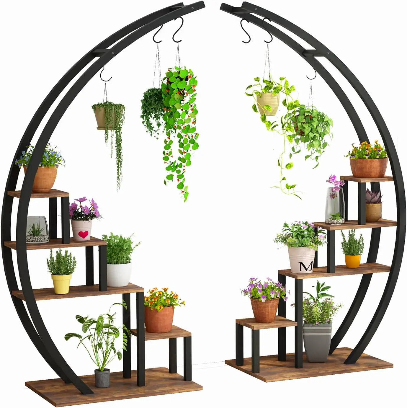 TWISTER.CK 5-Tier Metal Plant Stand Half Moon Indoor Rack