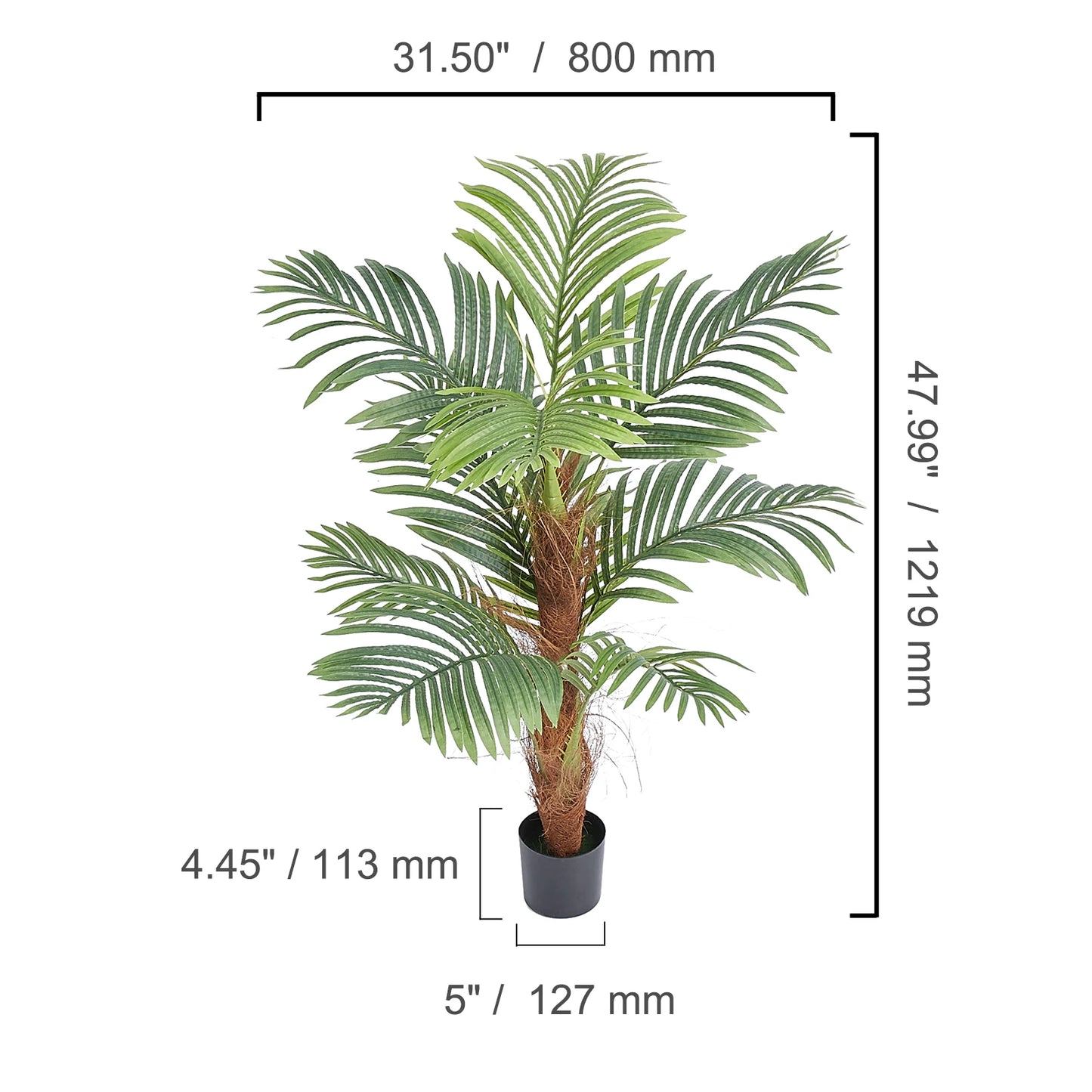 SucceBuy Artificial Palm Tree 4/5/6 FT Faux Plant Secure PE Material & Anti-Tip Tilt Protection Low-Maintenance Plant for Home