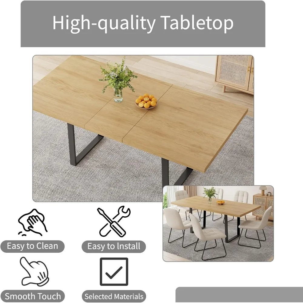 Warm Welcome Decor Oak Dining Table Set 7 Piece Modern