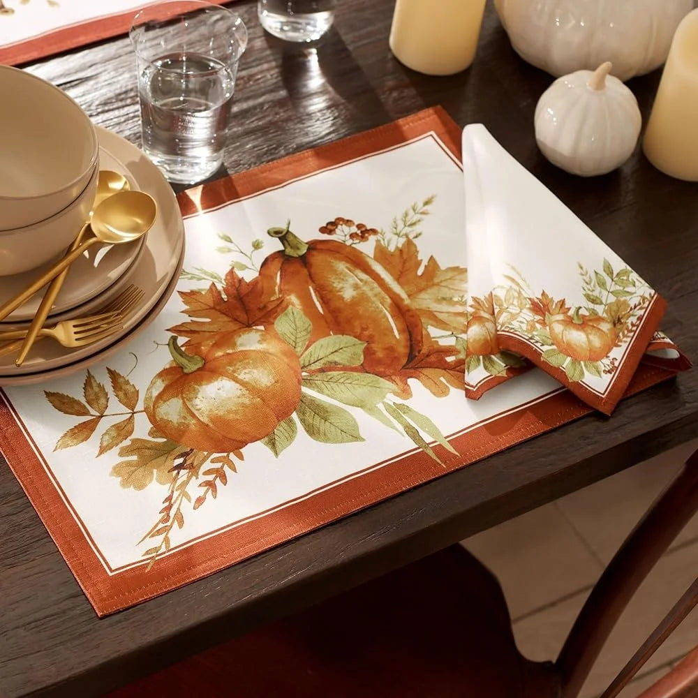 Warm Welcome Decor Autumn Pumpkin Grove Placemats Set of 4