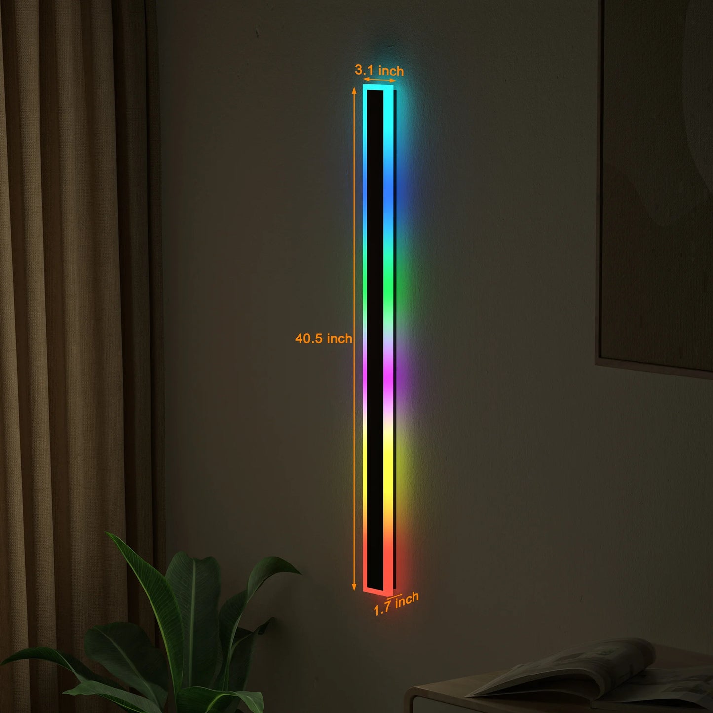 Modern Black LED Wall Lights 2 Pack Long Sconce Fixtures
