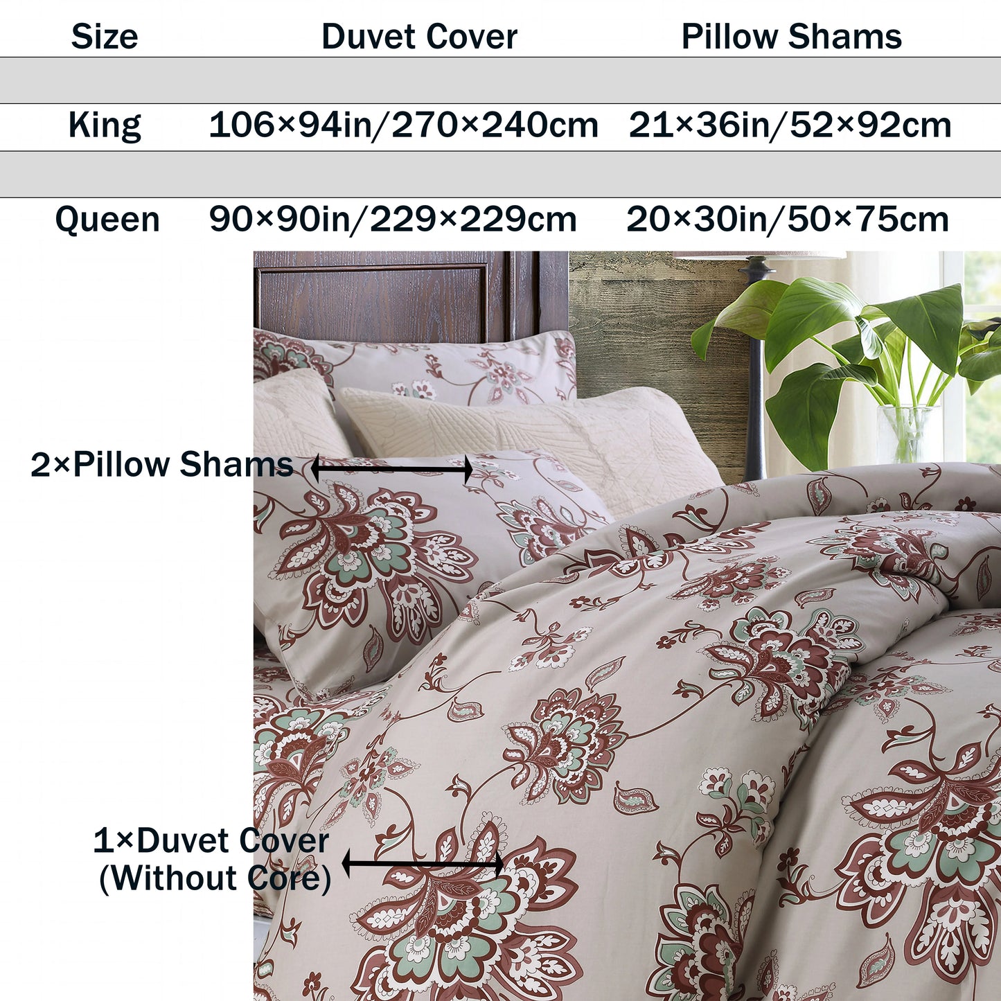 LISSTHERCN 3pc 600TC Egyptian Cotton Duvet Cover Set
