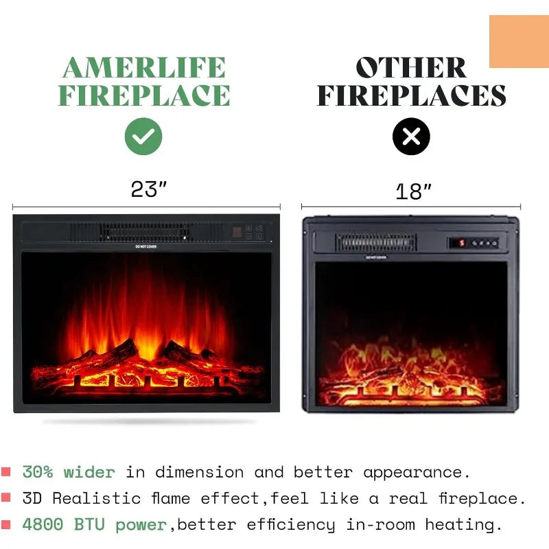 XMSJ Fireplace TV Stand with Electric Fireplace and Wood Texture