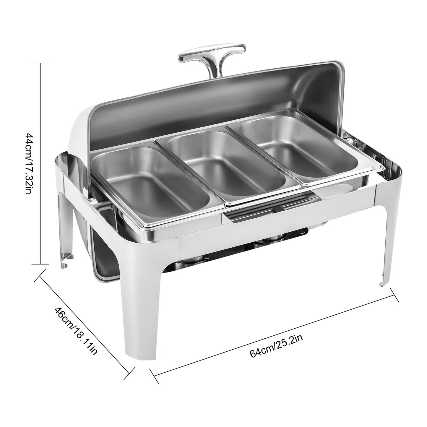 Roll Top Chafing Dish - Rectangular Buffet Server Set