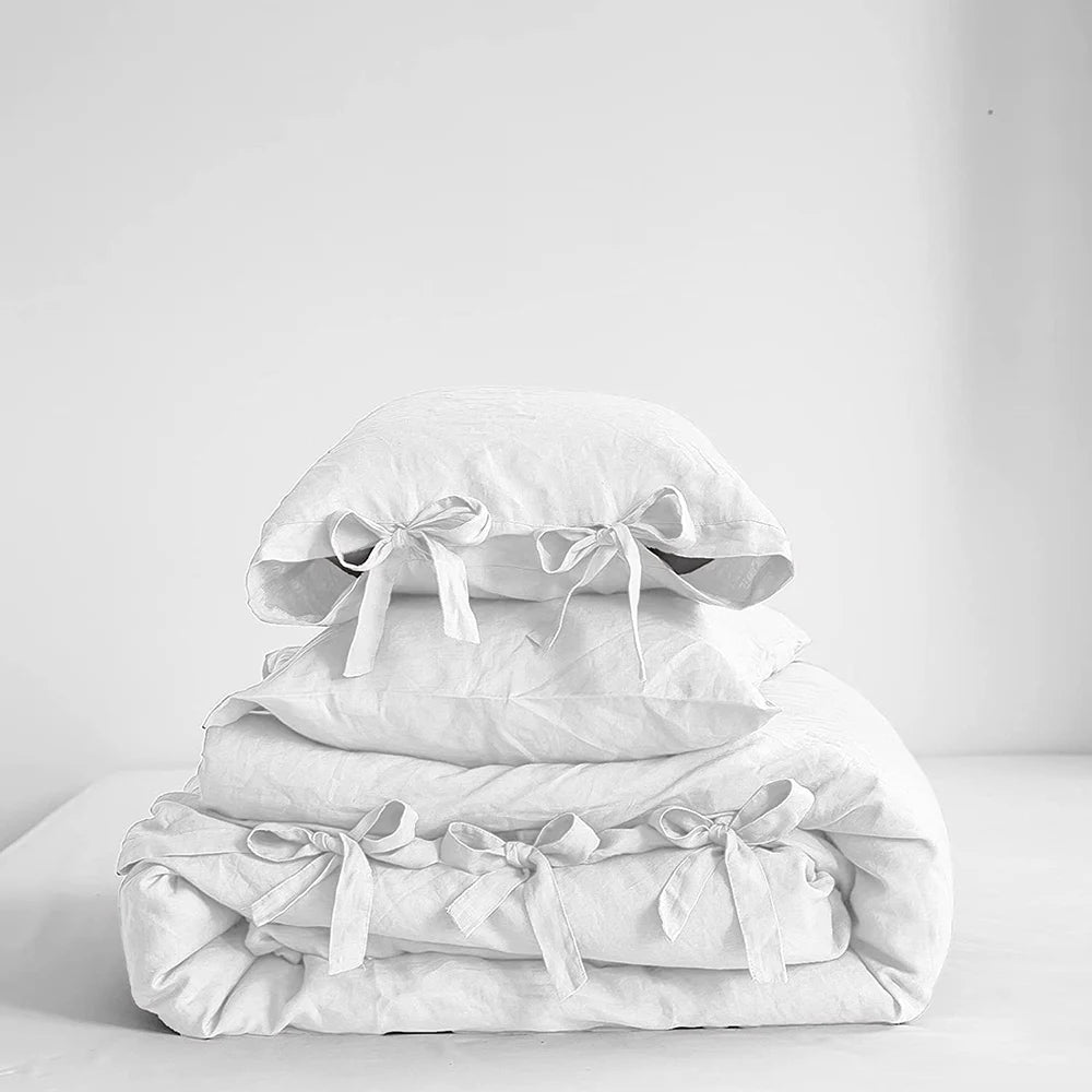 Simple Opulence Linen Bedding Set 3Pcs Flax Breathable