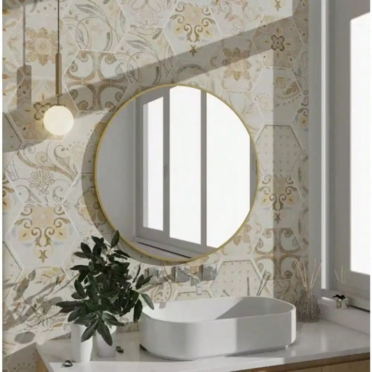 Hign-concerned Round Aluminum Wall Mirror With Simple Frame