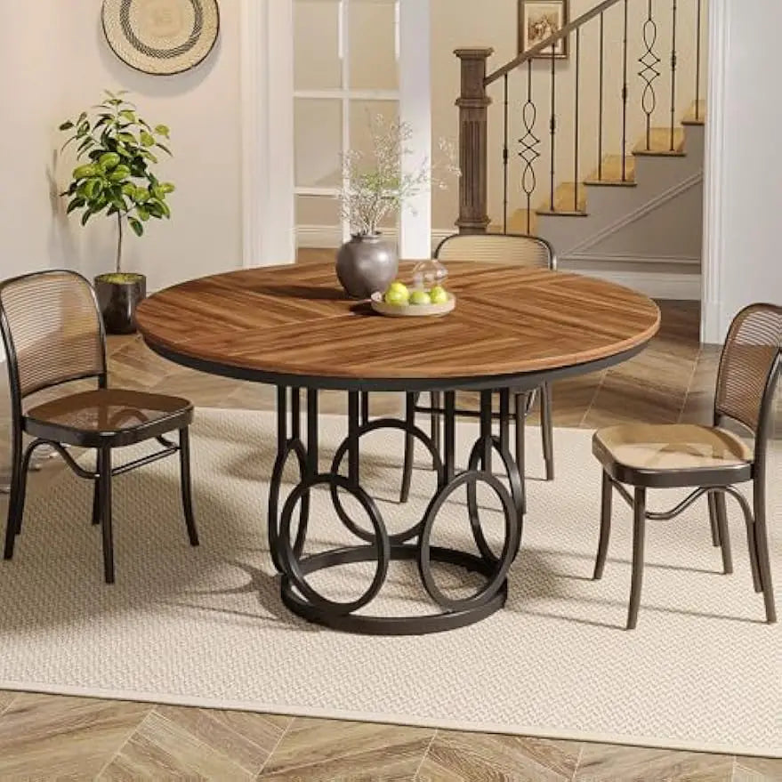 Little Tree Round Dining Table Wood Top With Metal Base