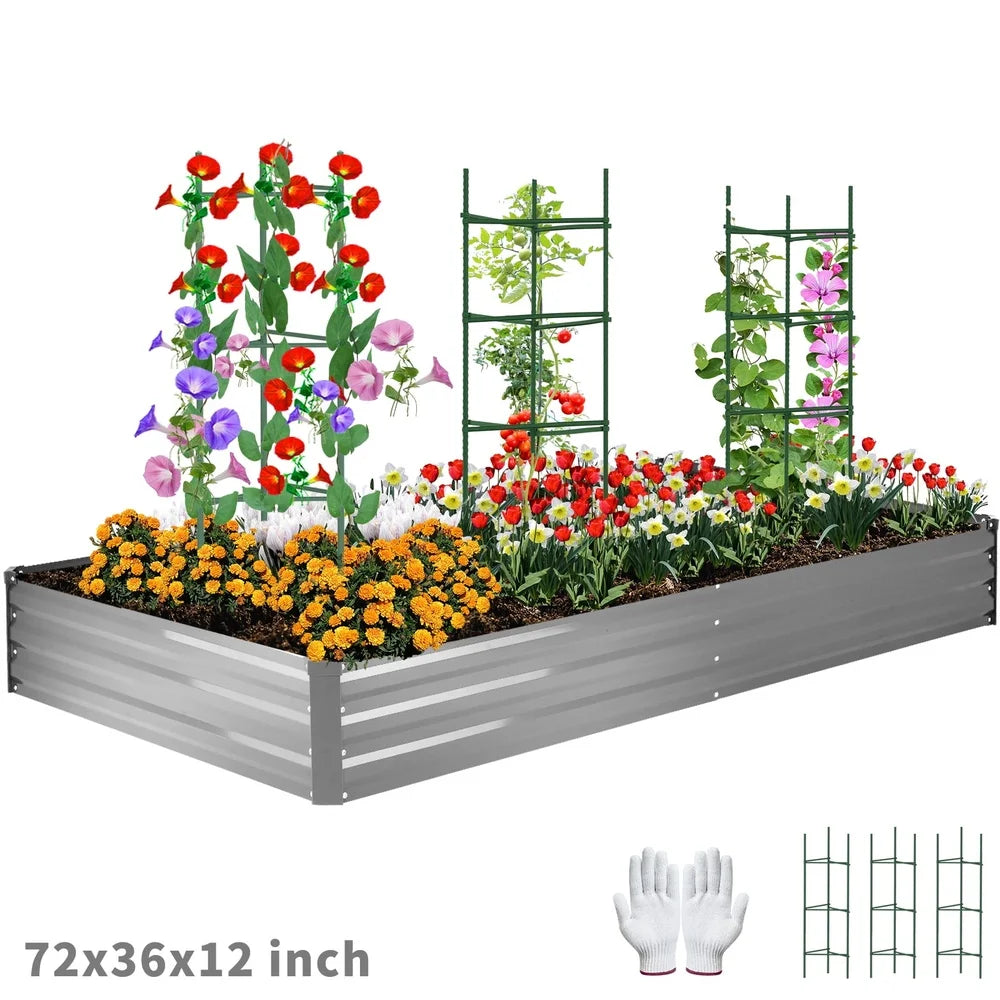 XMSJ Galvanized Steel Raised Garden Bed Rustproof Planter