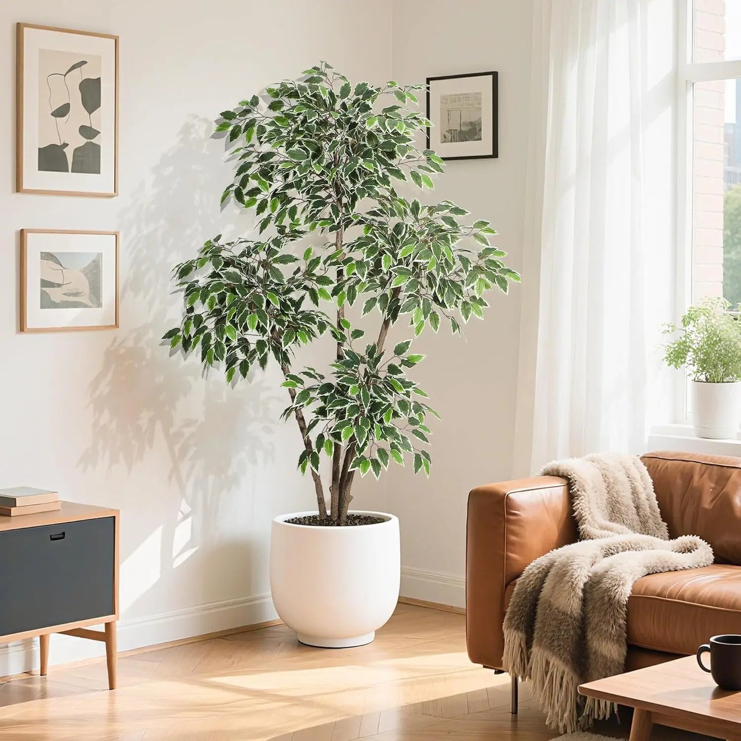 HiMISSCN Artificial Ficus Tree Tall Faux Indoor Plant