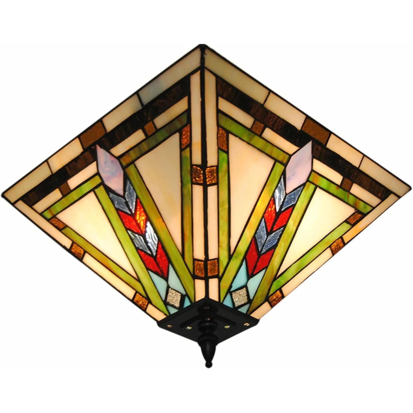 Tiffany Mission Style Semi Flush Ceiling Light Two Light